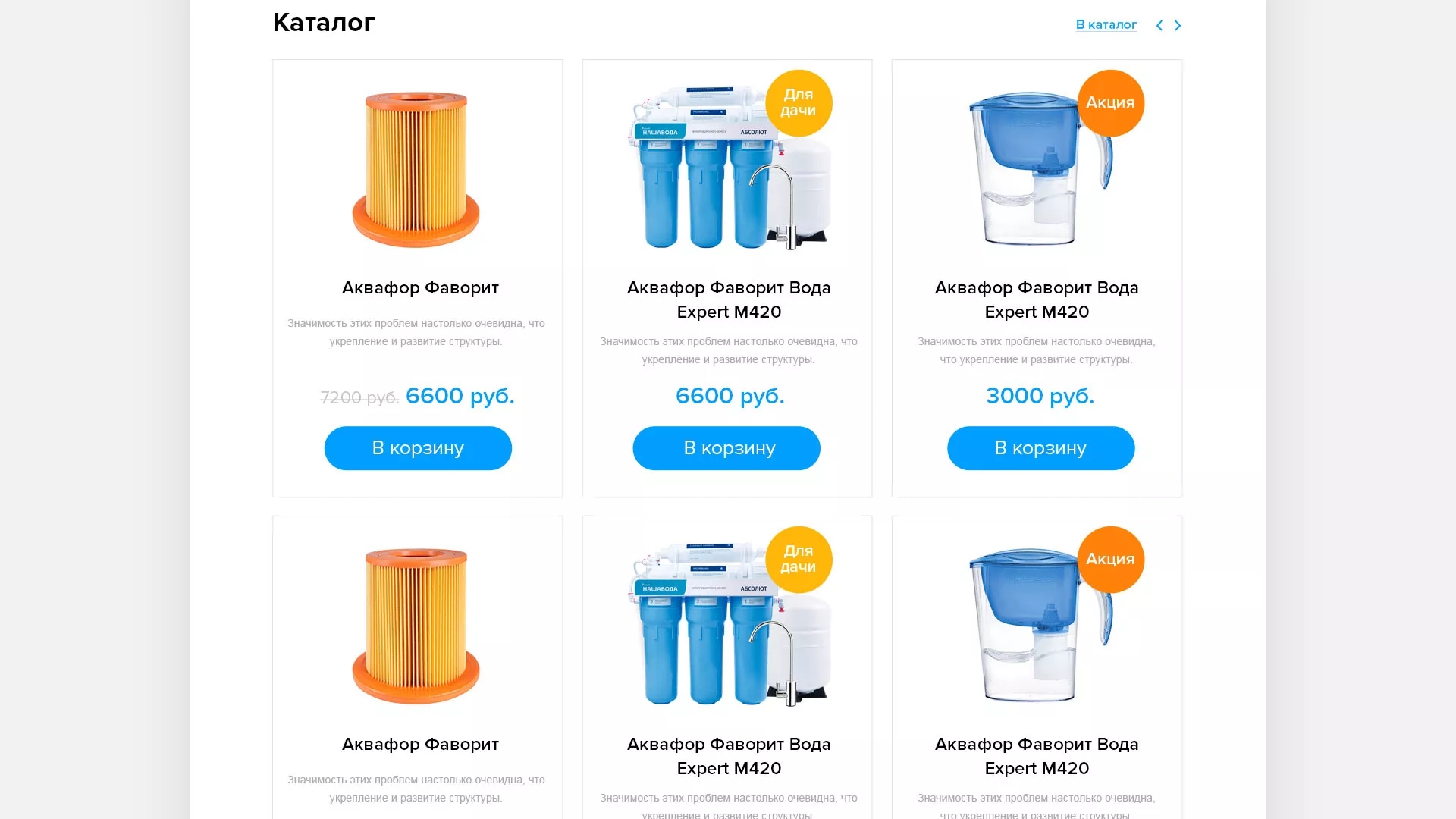 Создание интернет-магазина «Водолей» по продаже фильтров очистных сооружений в Ладушкине