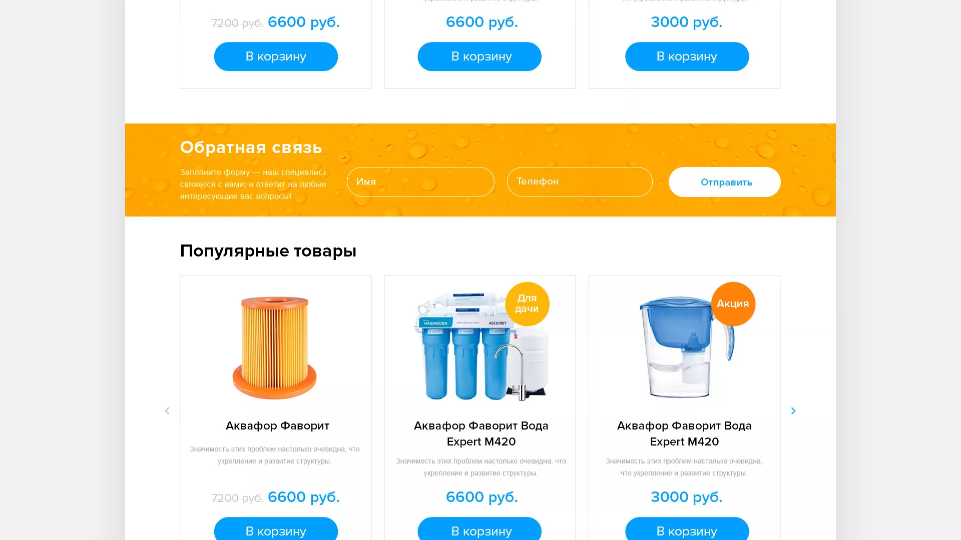 Создание интернет-магазина «Водолей» по продаже фильтров очистных сооружений в Ладушкине